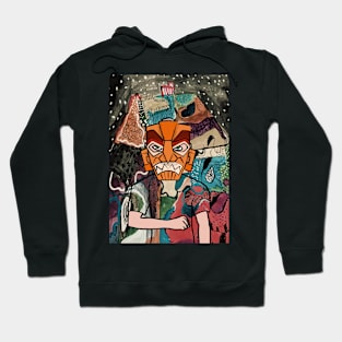 Discover KINDI Character on TeePublic - MaleMask with Hawaiian Green Eyes and Light Skin - Mystery Night Background Hoodie